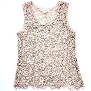 NWOT Loft Tan Floral Lace Sleeveless top